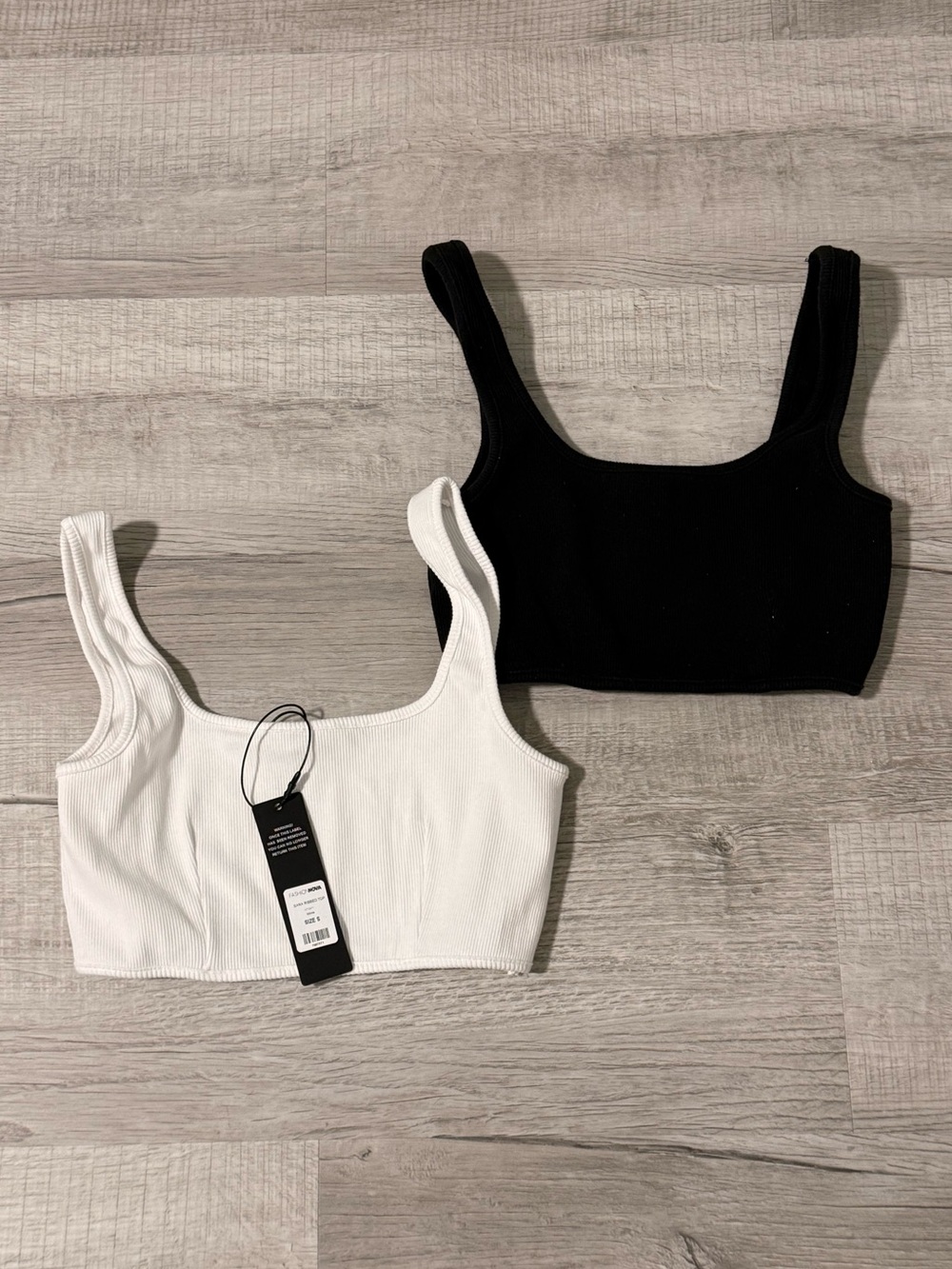 Everyday Ribbed Tank Bralette - Black & White Size S